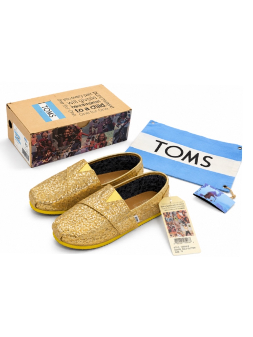 NEW WITH TAGS TOMS Gold Glitter Alpargata Shoes Size 10
Little Girls NWT